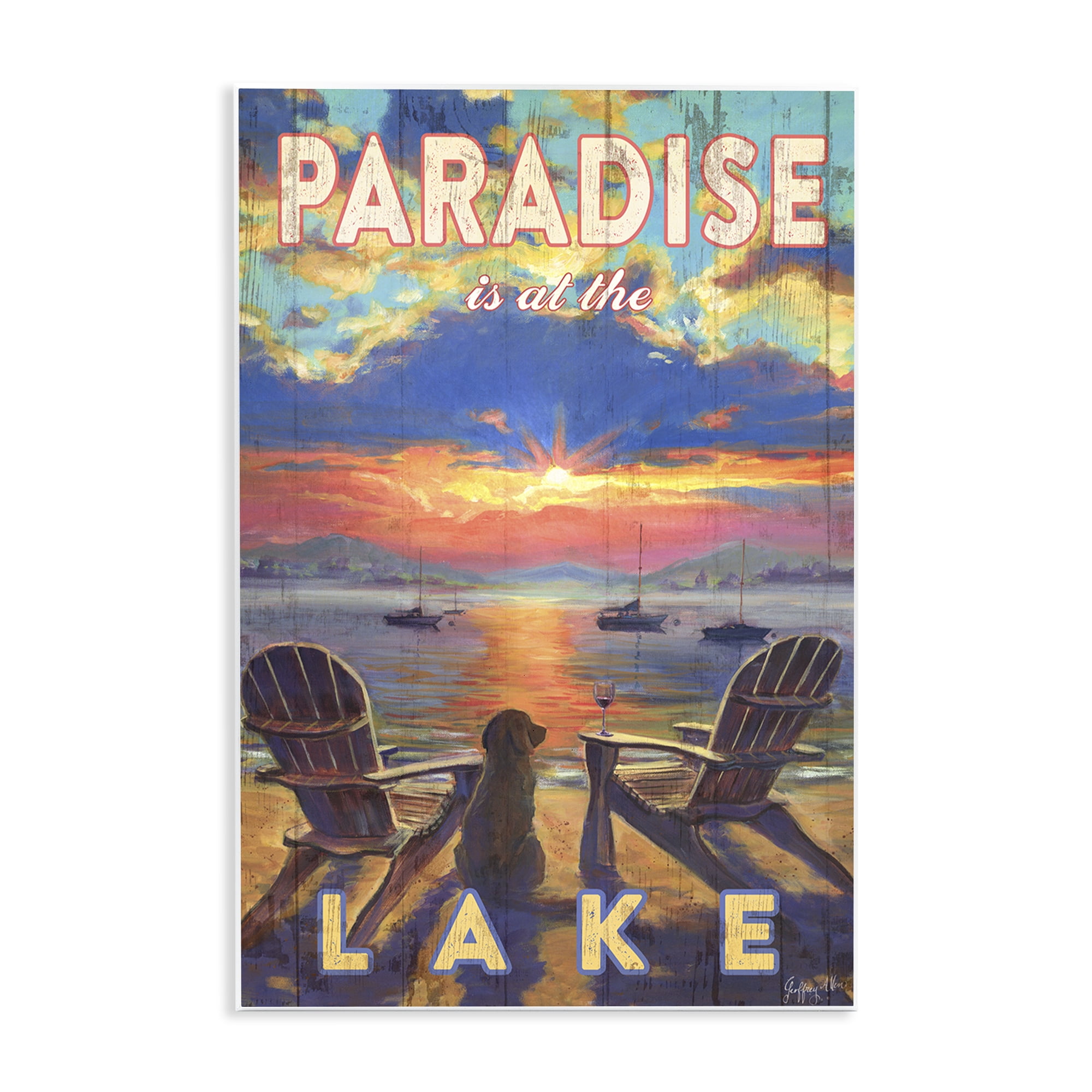Stupell Industries Paradise At Lake Landscape Landscape & Nature Painting Unframed Art Print Wall Art, 10 x 15