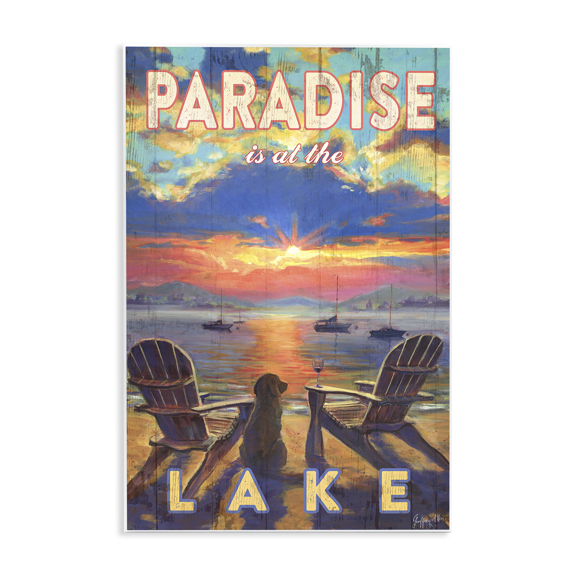 Stupell Industries Paradise At Lake Landscape Landscape & Nature Painting Unframed Art Print Wall Art, 13 x 19