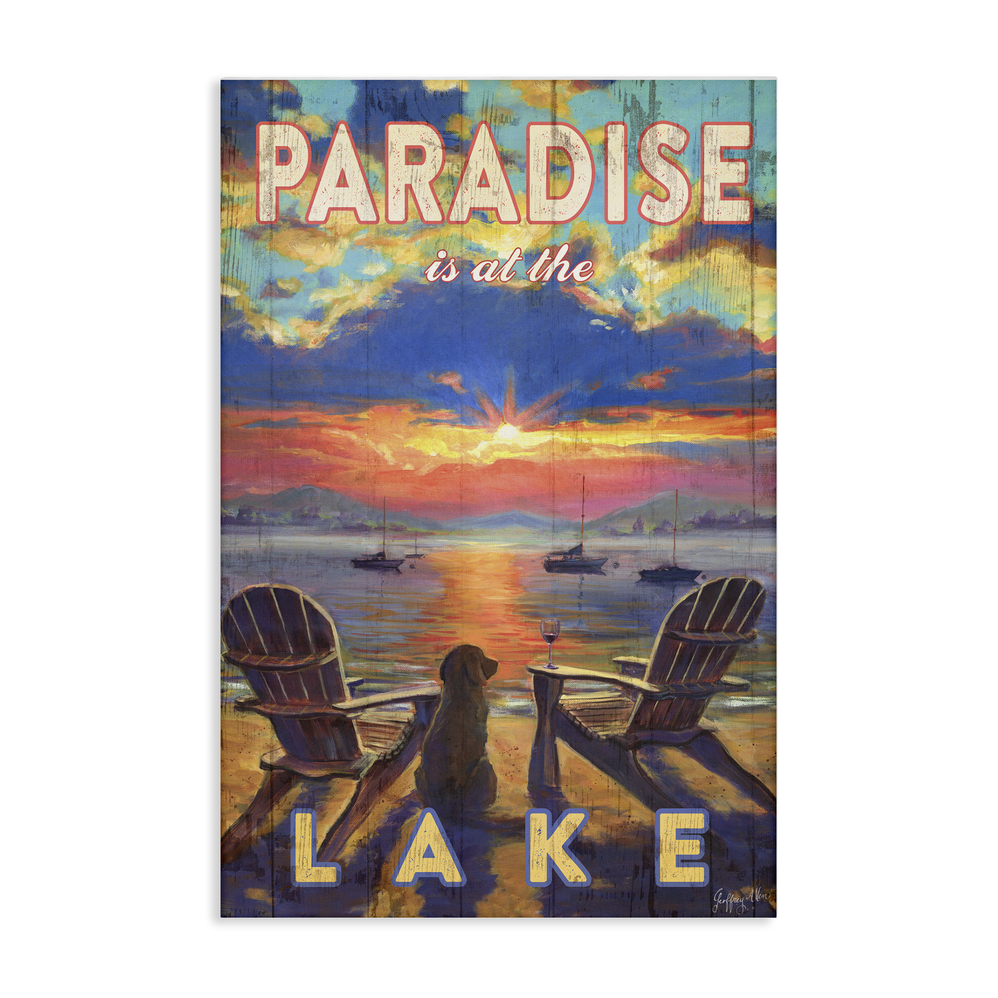 Stupell Industries Paradise At Lake Landscape Landscape & Nature Painting Wrapped Canvas Art Print Wall Art, 20 x 30