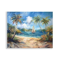 Stupell Industries Paradise Beach Harbor Coastal Painting Unframed Art Print Wall Art, 14 x 11
