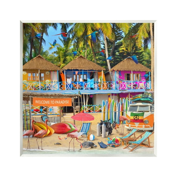 Stupell Industries Paradise Beach Resort Animals & Insects Painting Unframed Art Print Wall Art, 12 x 12