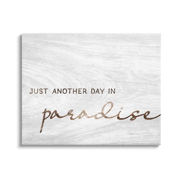 Stupell Industries Paradise Phrase Glam Cursive White Grain Pattern Canvas Wall Art, 20 x 16, Design by Lil' Rue