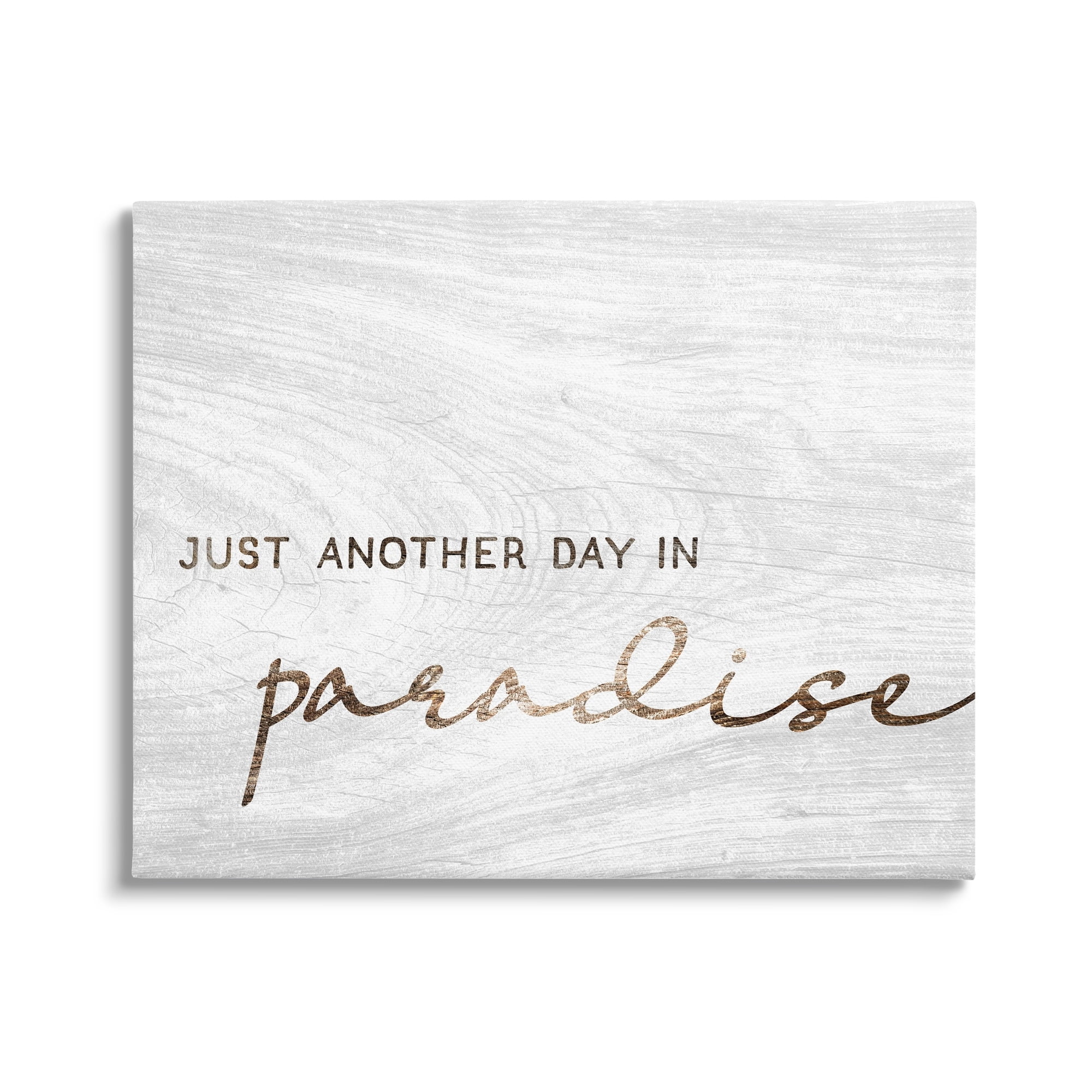 Stupell Industries Paradise Phrase Glam Cursive White Grain Pattern Canvas Wall Art, 40 x 30, Design by Lil' Rue