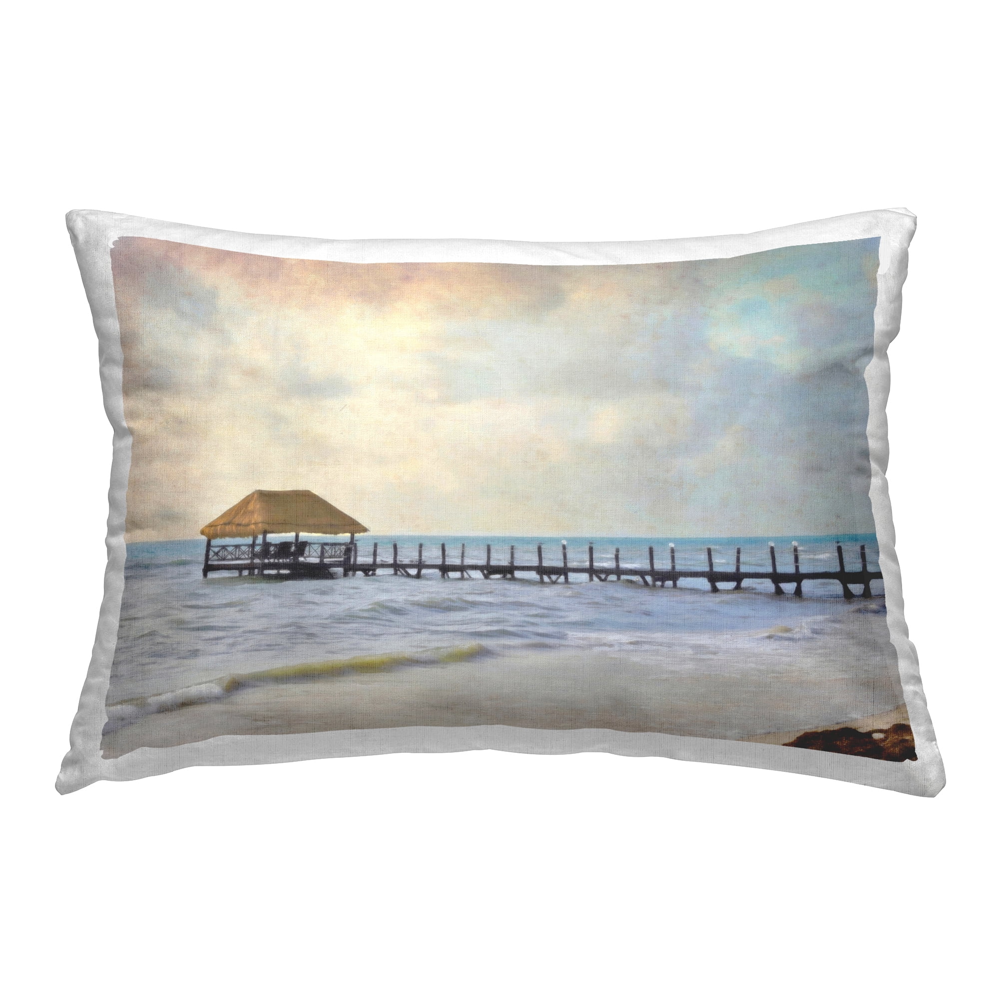Stupell Industries Paradise Pier Shoreline Decorative Printed Throw Pillow Design by Graffi*tee Studios.
