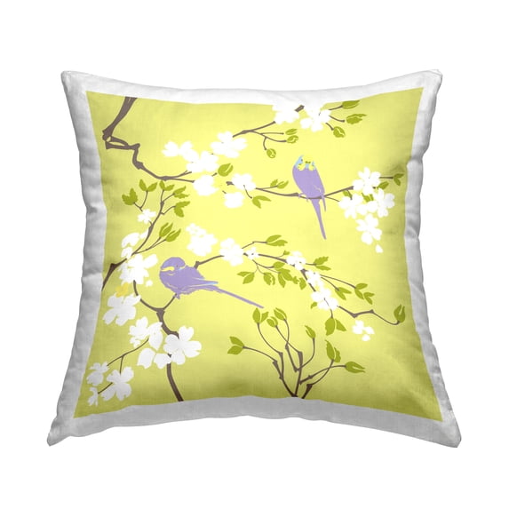 Stupell Industries Parakeet Perched Cherry Blossom Printed Throw Pillow Design by Evelia Designs