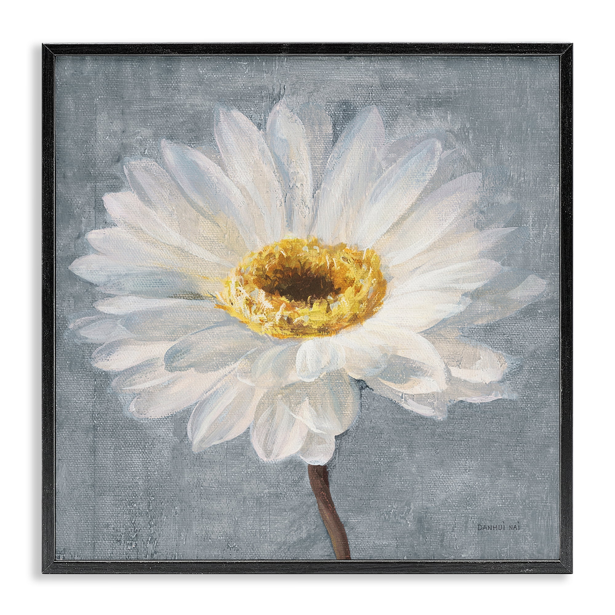 Stupell Industries Paris Blossom on Grey Plants & Flowers Painting Black Framed Art Print Wall Art, 17 x 17