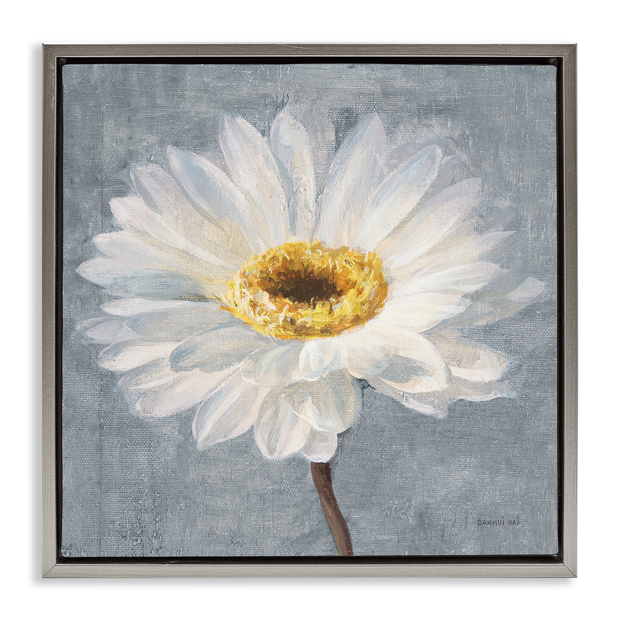 Stupell Industries Paris Blossom on Grey Plants & Flowers Painting Gray Floater Framed Canvas Art Print Wall Art, 18 x 18