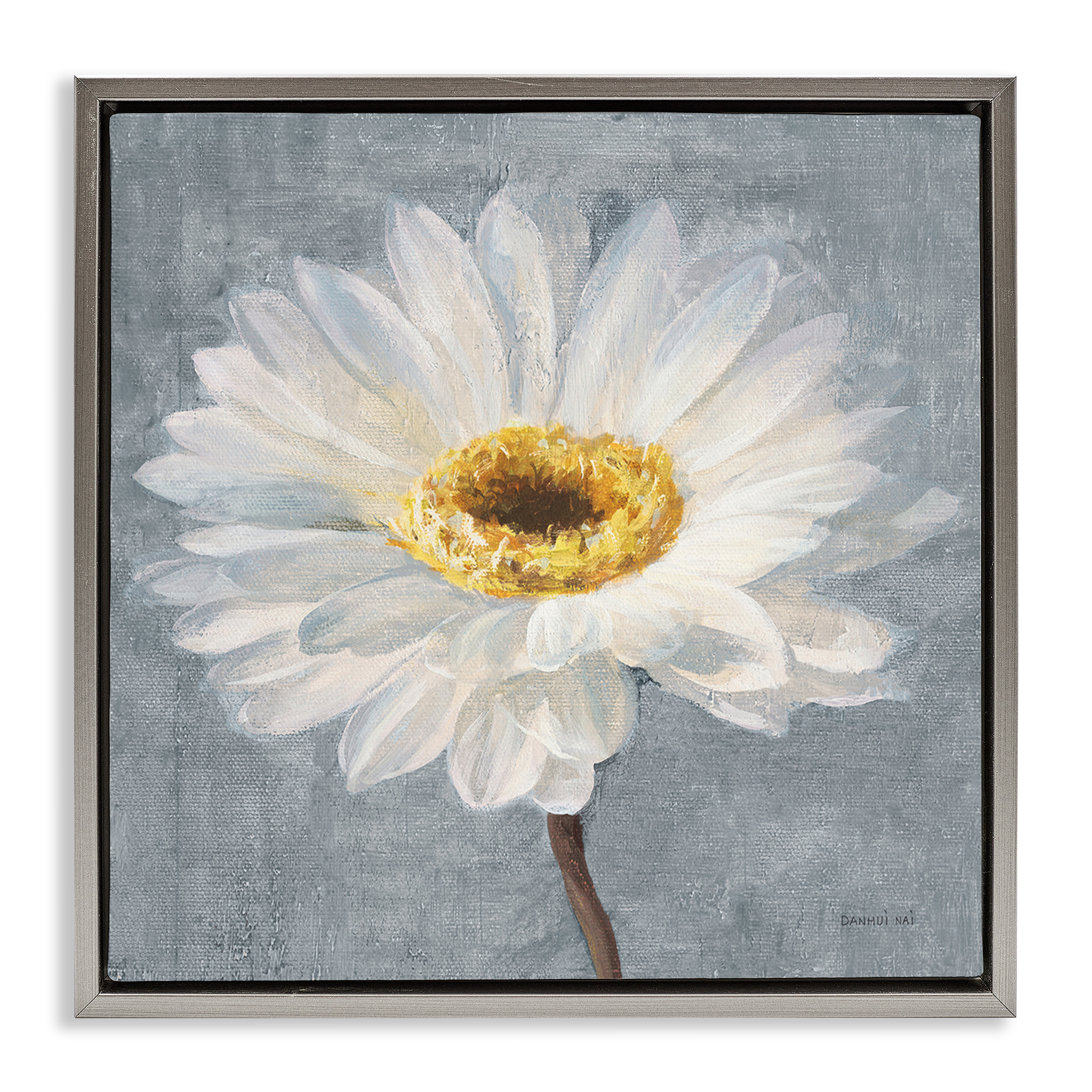 Stupell Industries Paris Blossom on Grey Plants & Flowers Painting Gray Floater Framed Canvas Art Print Wall Art, 25 x 25