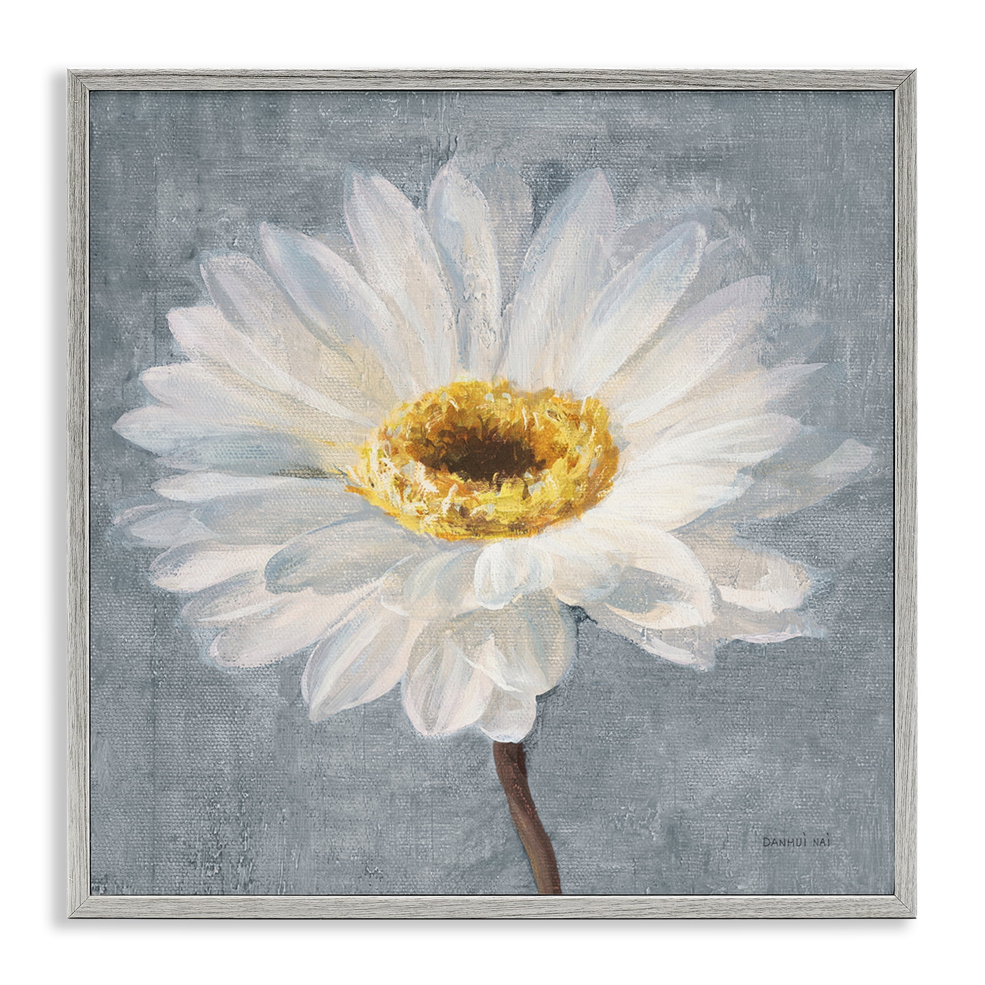 Stupell Industries Paris Blossom on Grey Plants & Flowers Painting Gray Framed Art Print Wall Art, 24 x 24