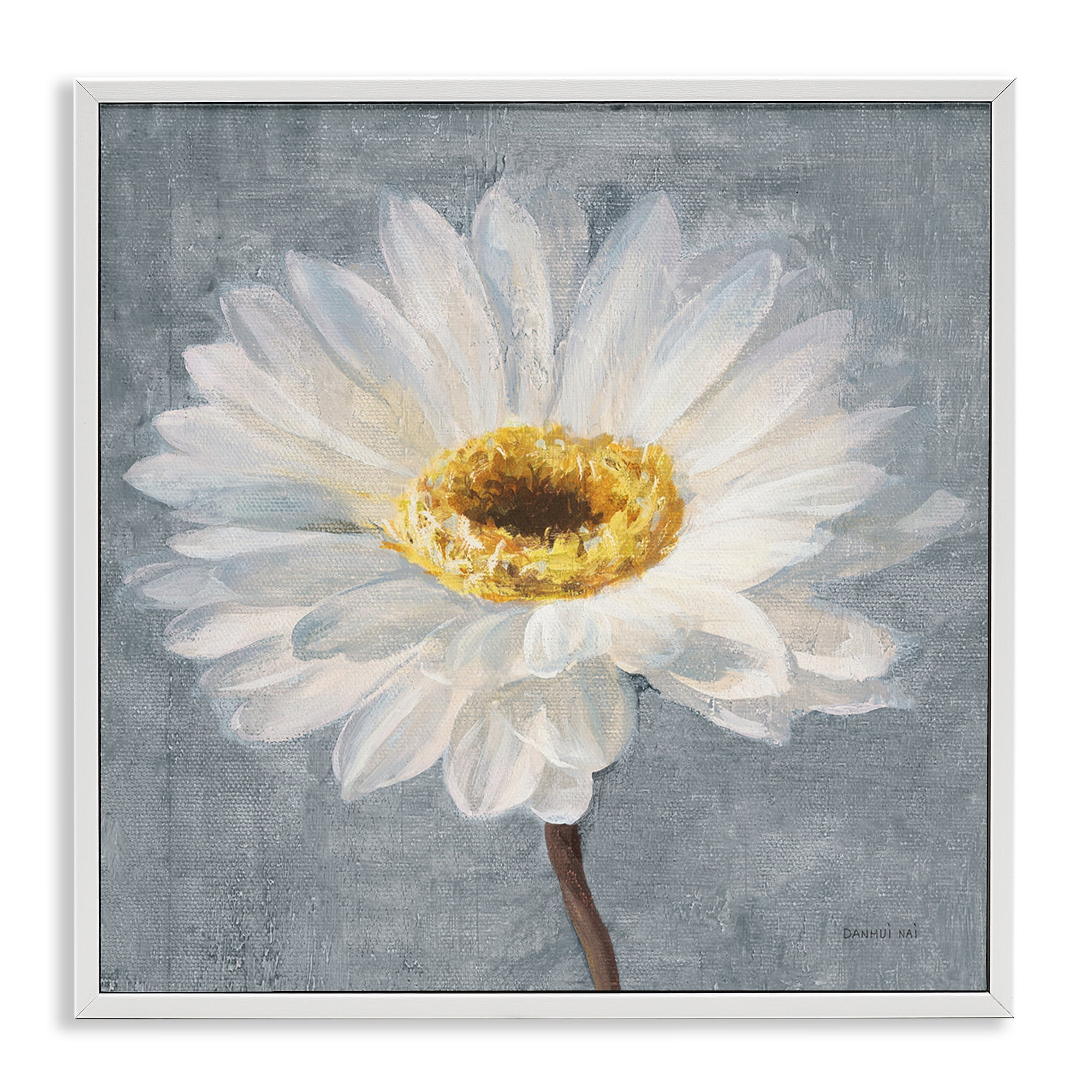 Stupell Industries Paris Blossom on Grey Plants & Flowers Painting White Framed Art Print Wall Art, 24 x 24