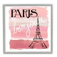 thumbnail image 1 of Stupell Industries Paris Bonjour French Eiffel Tower Abstract Pink Stripes, 12 x 12, Design by Nan, 1 of 7