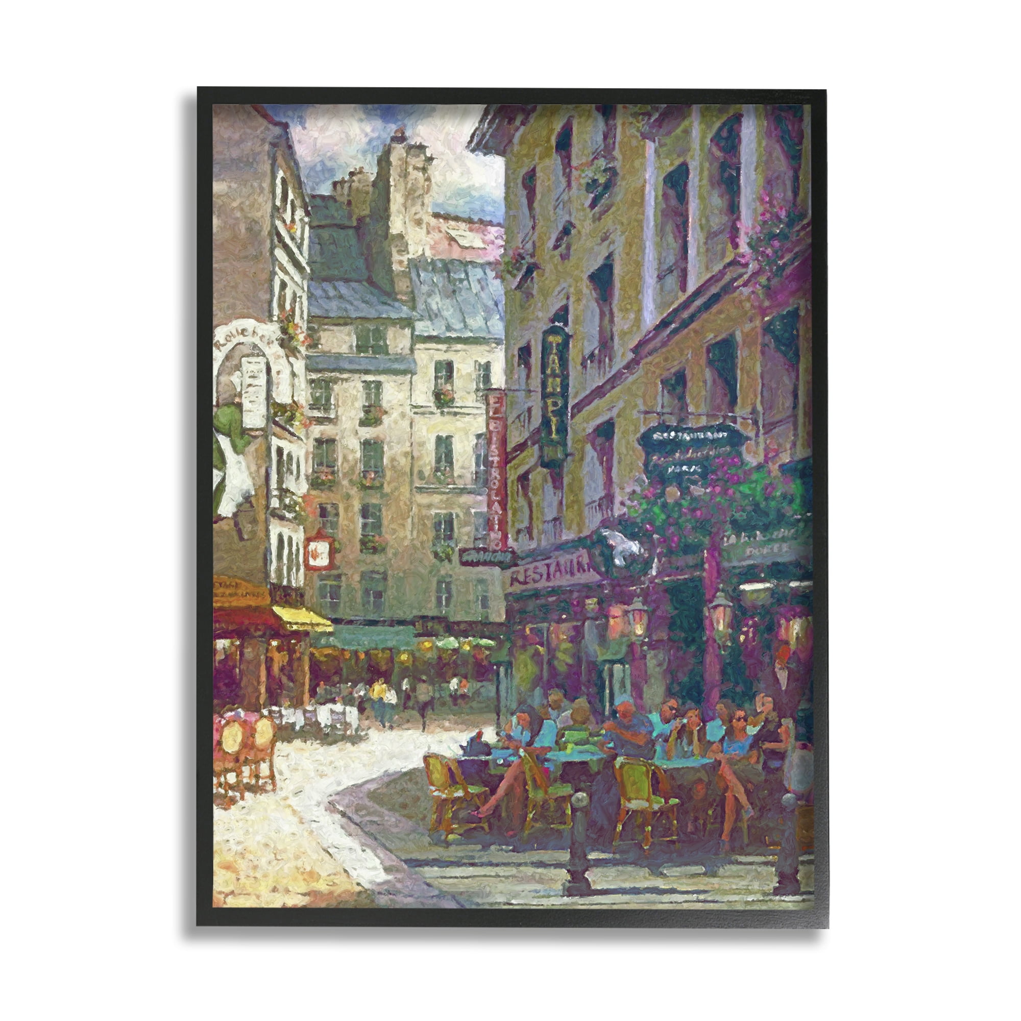 Stupell Industries Paris Cafe Street Town & City Painting Black Framed Art Print Wall Art, 24 x 30