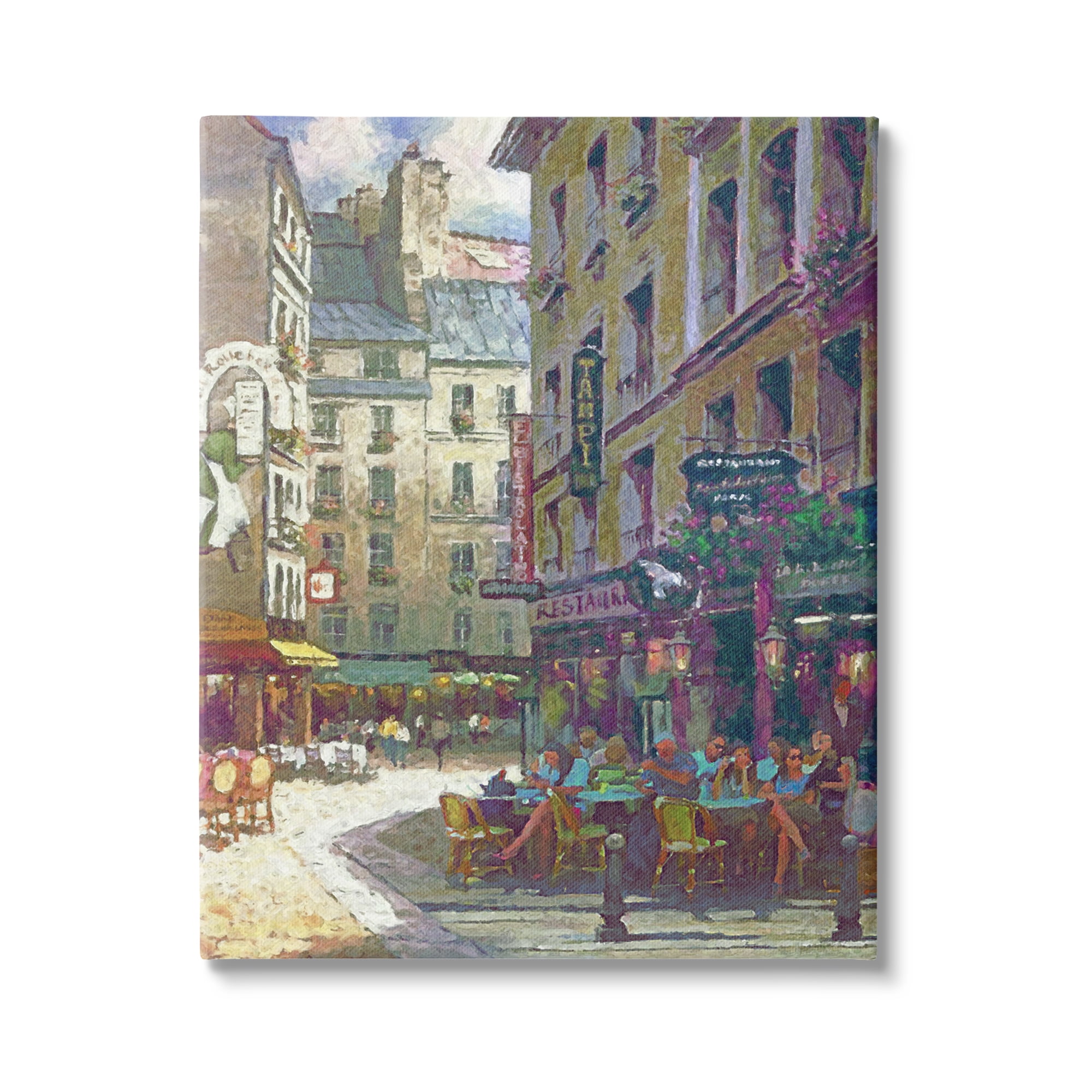 Stupell Industries Paris Cafe Street Town & City Painting Gallery Wrapped Canvas Art Print Wall Art, 36 x 48