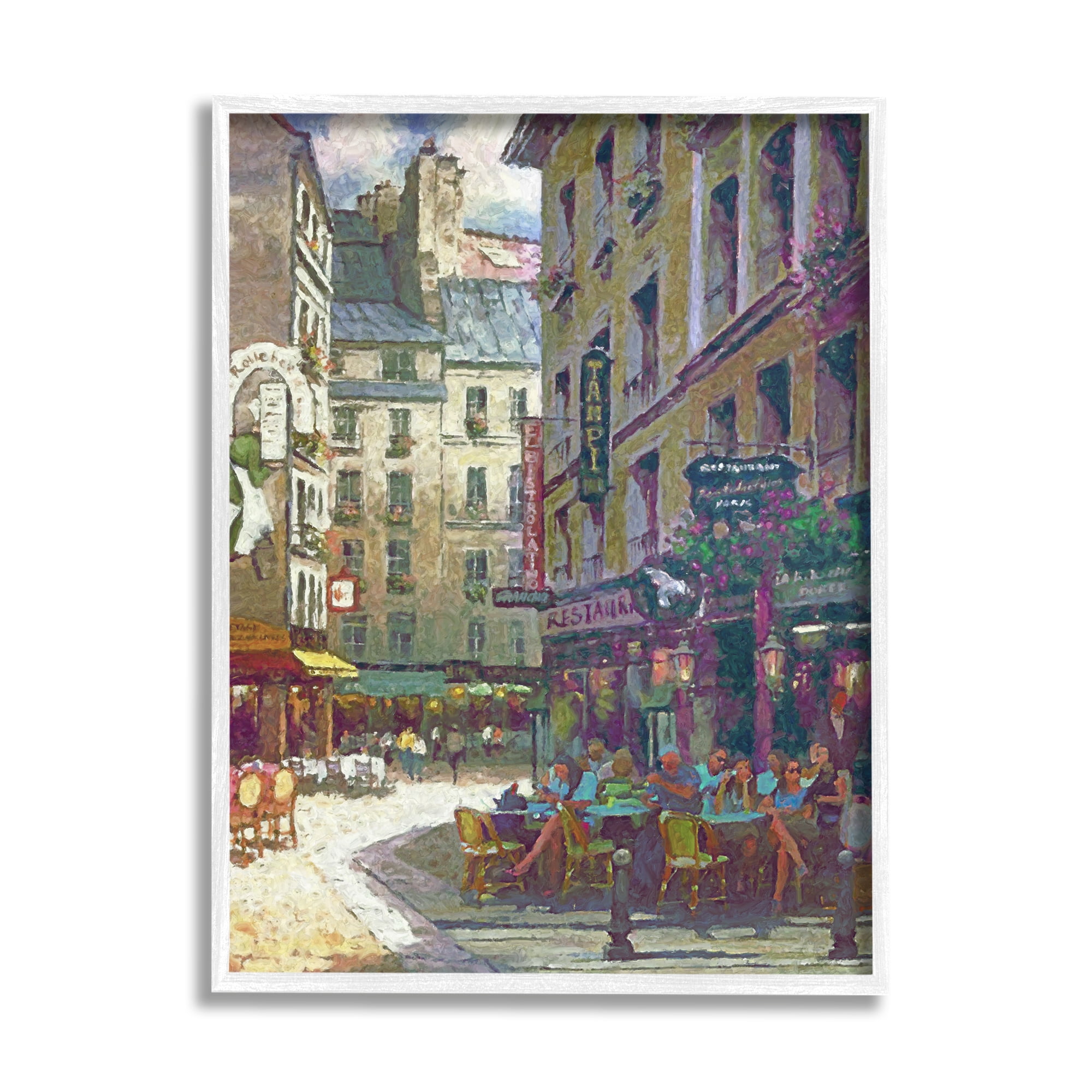 Stupell Industries Paris Cafe Street Town & City Painting White Framed Art Print Wall Art, 11 x 14