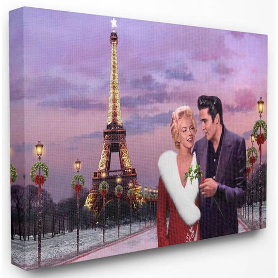 Stupell Industries Paris Christmas Holiday Vintage Hollywood Movie Star Classic Illustration Canvas Wall Art by Jadei Graphics