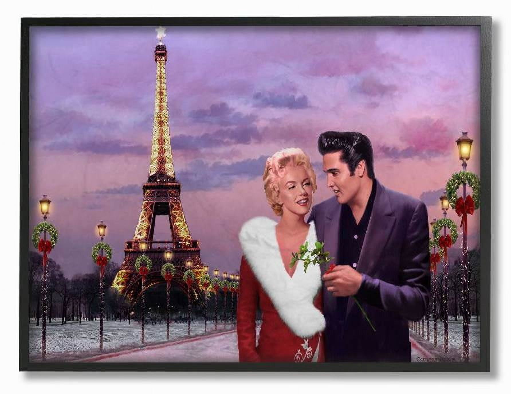 Stupell Industries Paris Christmas Holiday Vintage Hollywood Movie Star Classic Illustration Framed Wall Art by Jadei Graphics