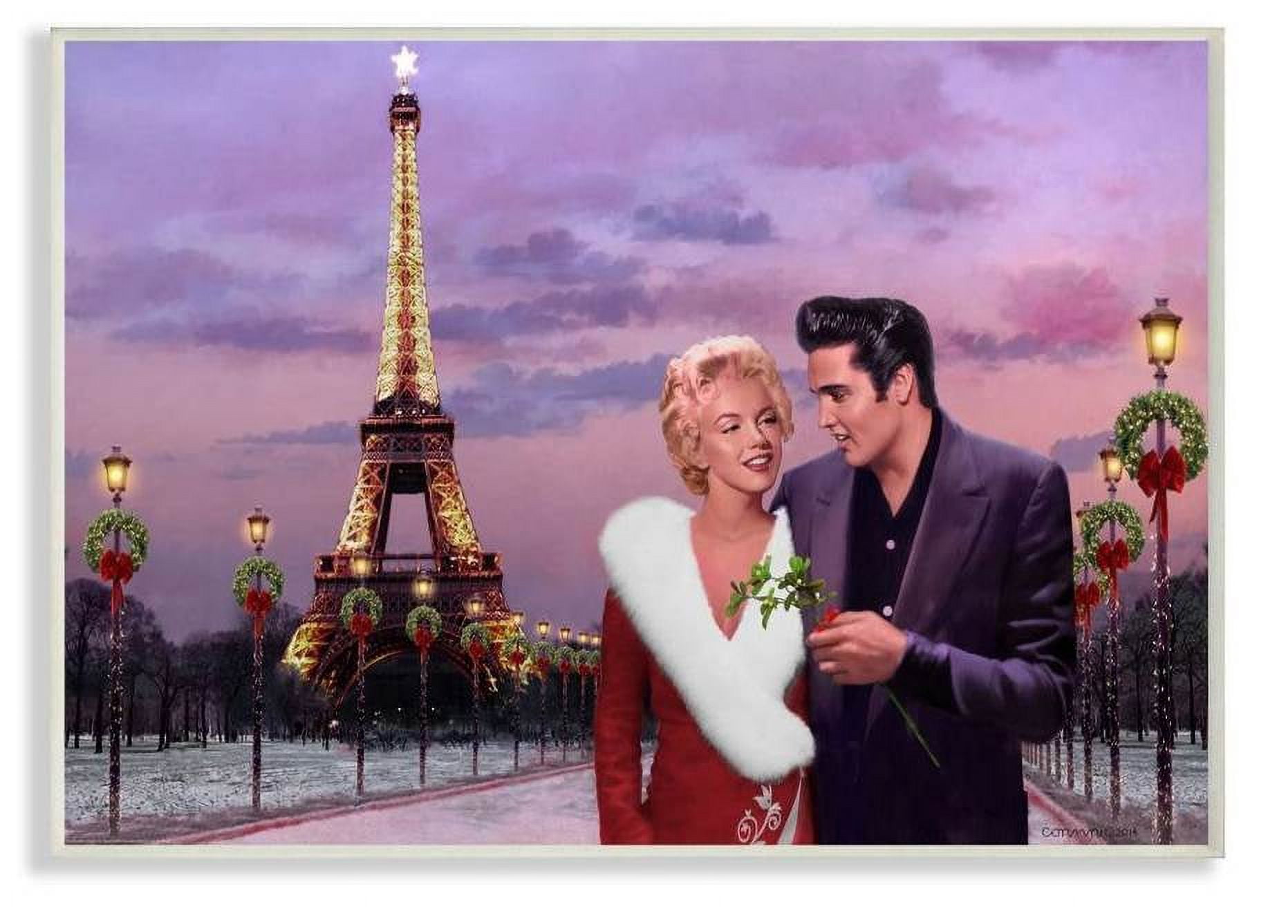 Stupell Industries Paris Christmas Holiday Vintage Hollywood Movie Star Classic Illustration Wall Plaque by Jadei Graphics