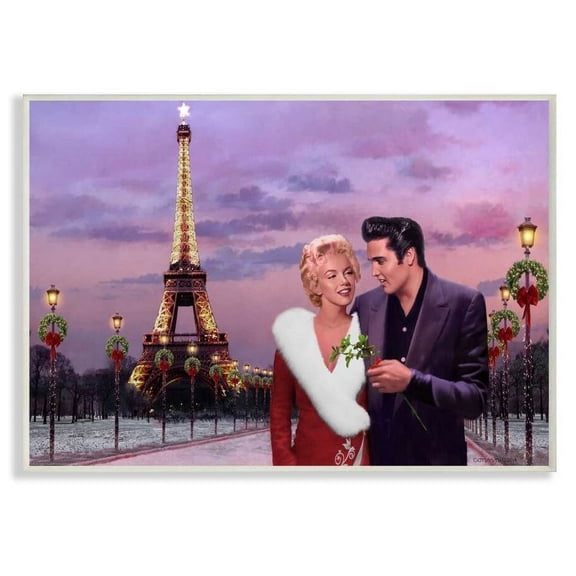 Stupell Industries Paris Christmas Holiday Vintage Hollywood Movie Star Classic Illustration Wall Plaque by Jadei Graphics