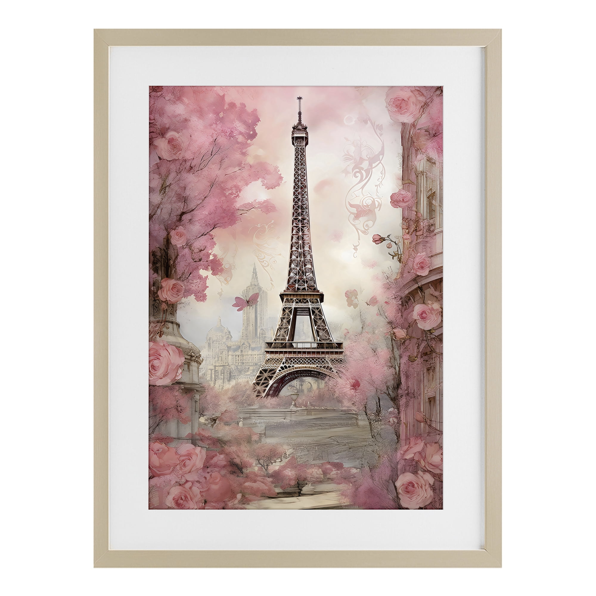 Stupell Industries Paris City View in Bloom Birch Framed Print Under Glass, design by Creative Studio