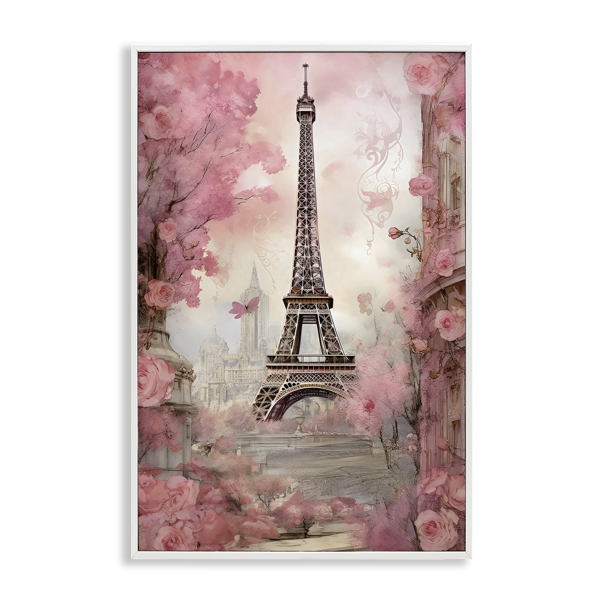 Stupell Industries Paris City View in Bloom White Framed Giclee Art, design by Creative Studio
