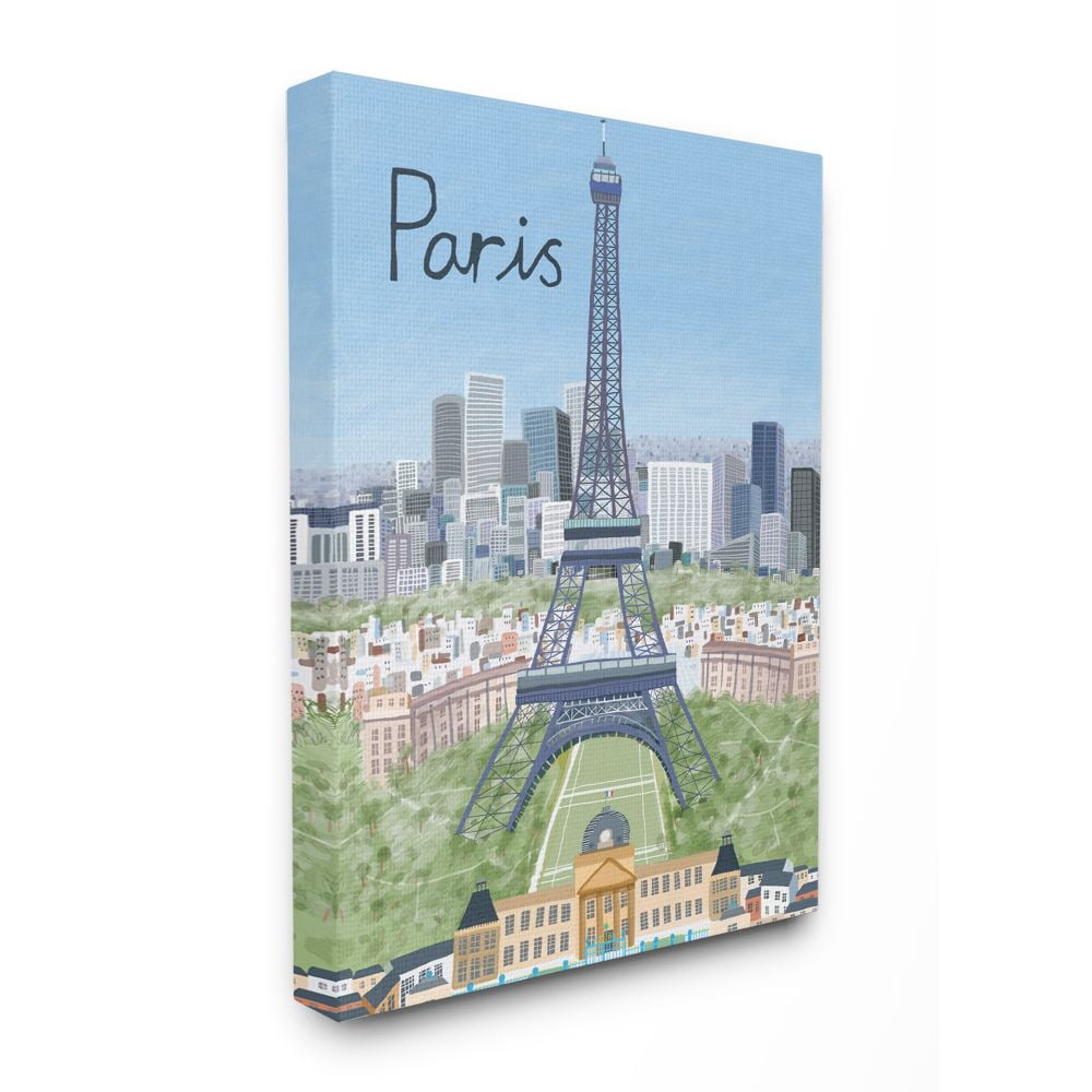 Paris Colorful Landmarks Wrapped Canvas Wall Art, 36" x 48"