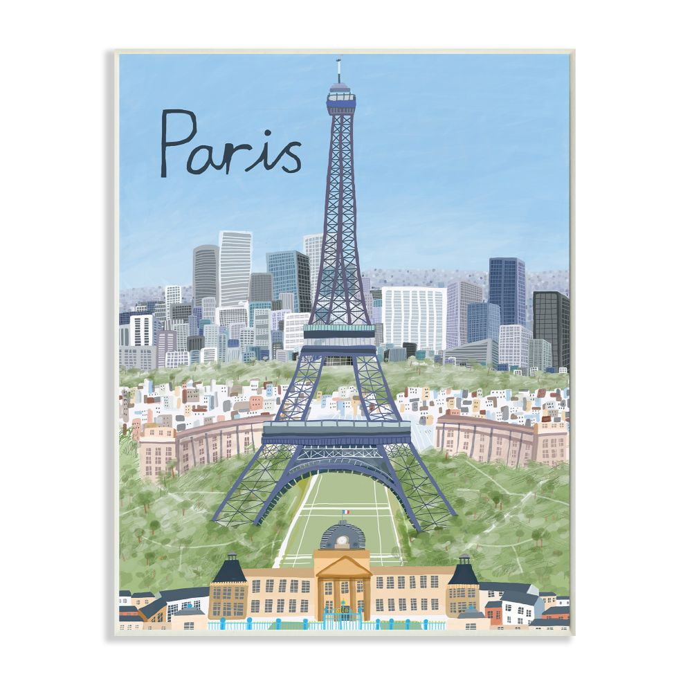 Stupell Industries Paris Colorful Landmarks French City European Architecture Wall Plaque Design by Carla Daly, 10" x 15"