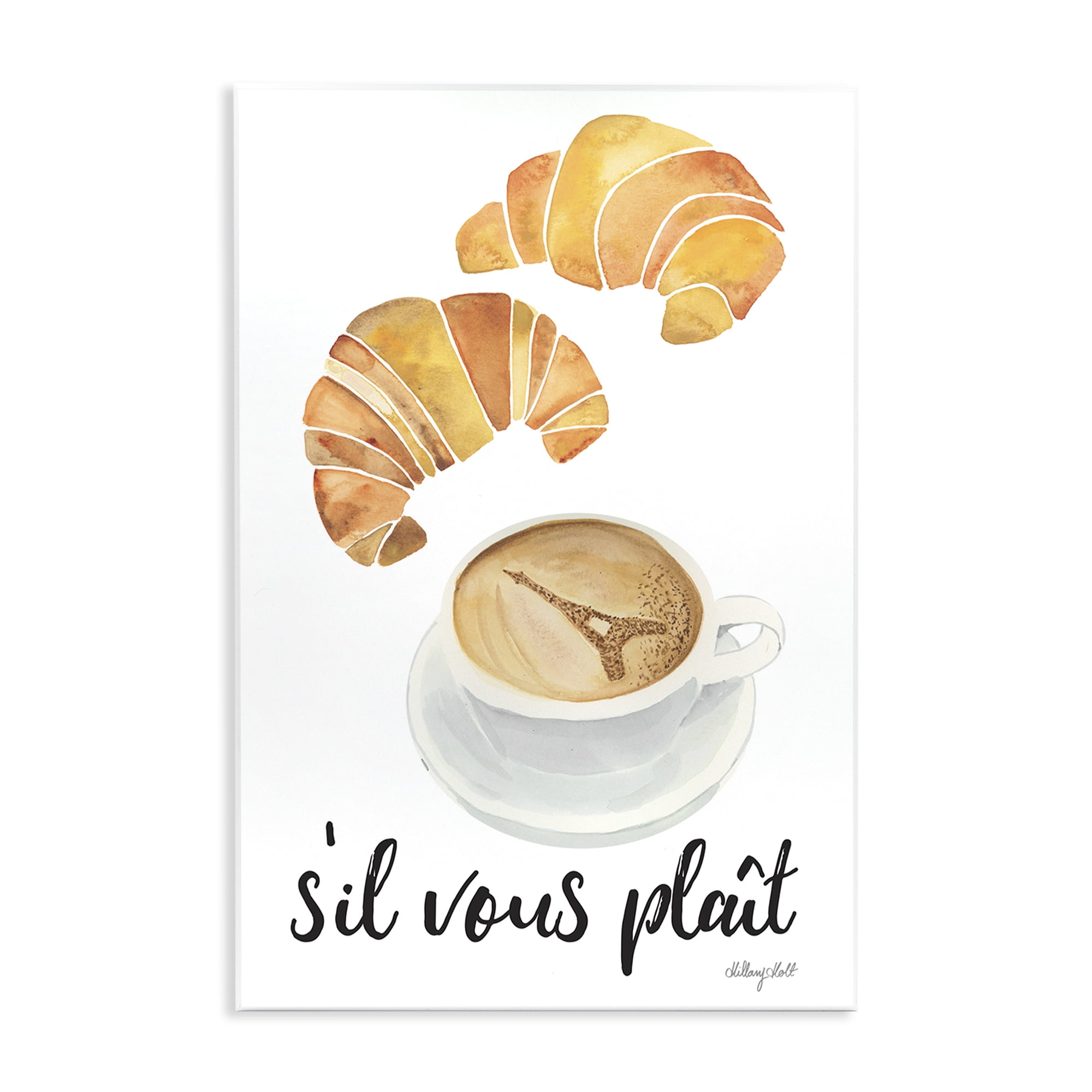 Stupell Industries Paris Croissant and Coffee Wall Plaque Art, design by Hillary Holt