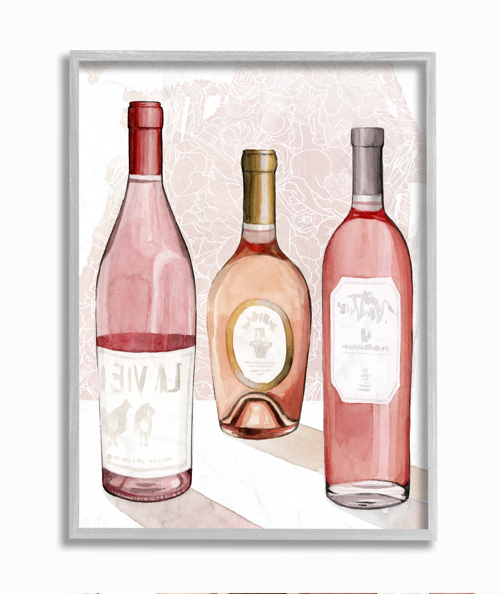Stupell Industries Paris Drinks Pink Red Watercolor Painting Framed Wall Art by Grace Popp