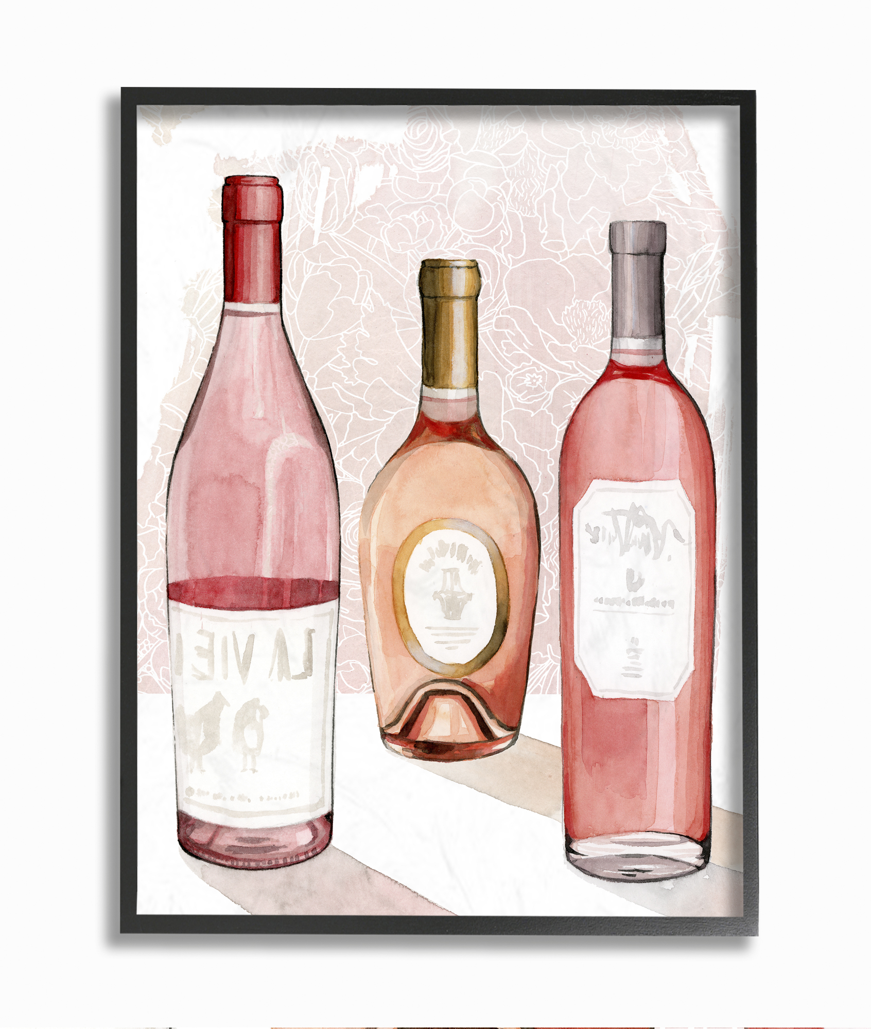 Stupell Industries Paris Drinks Pink Red Watercolor Painting Framed Wall Art by Grace Popp