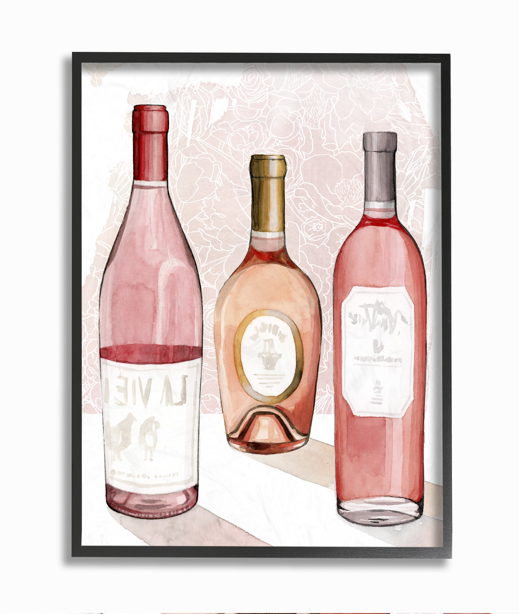 Stupell Industries Paris Drinks Pink Red Watercolor Painting Framed Wall Art by Grace Popp