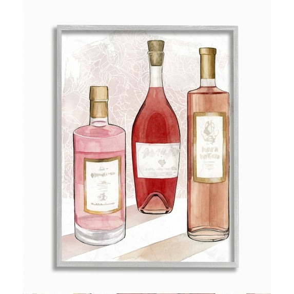 Stupell Industries Paris Drinks Red Pink Watercolor Painting Framed Wall Art by Grace Popp