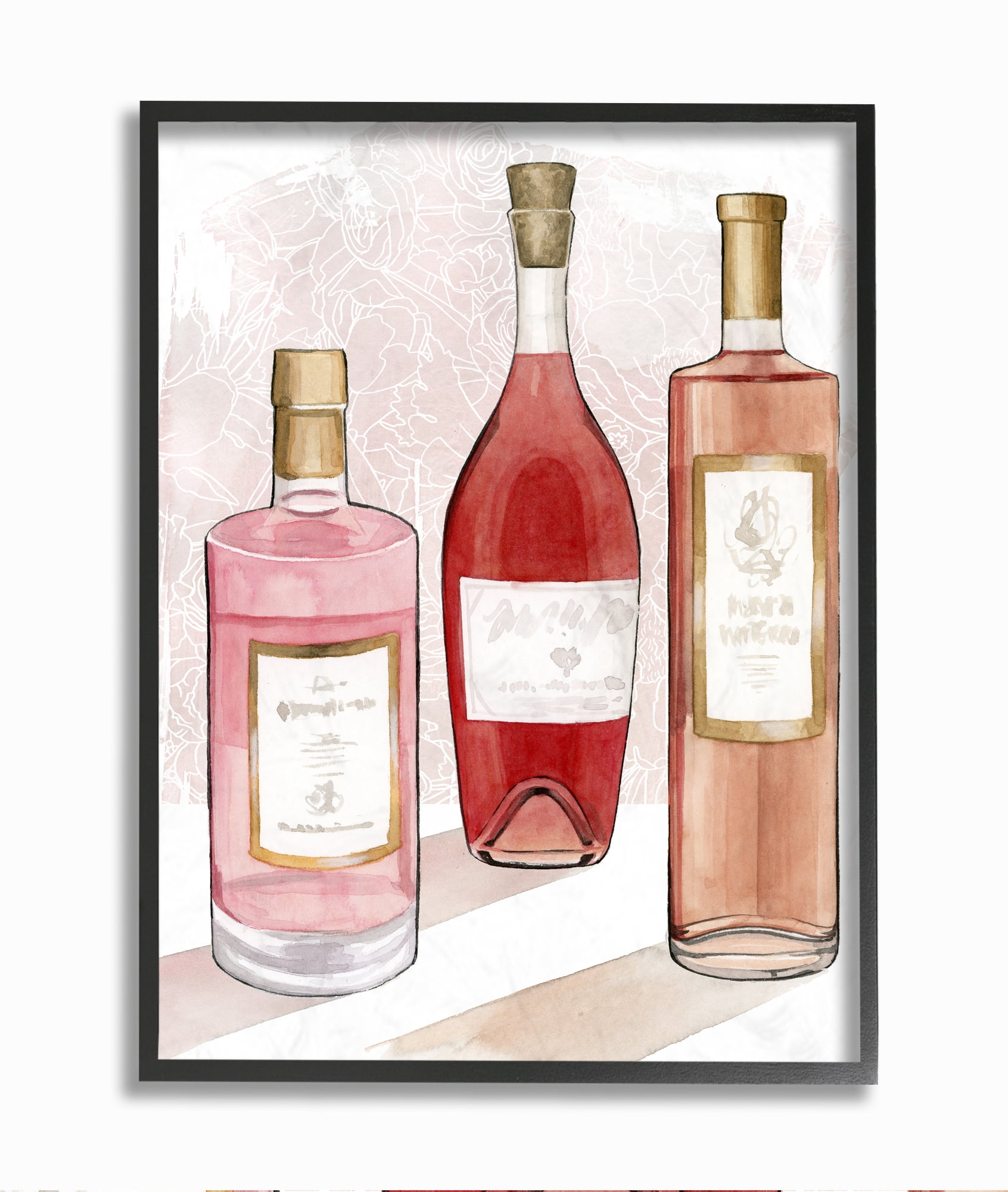 Stupell Industries Paris Drinks Red Pink Watercolor Painting Framed Wall Art by Grace Popp