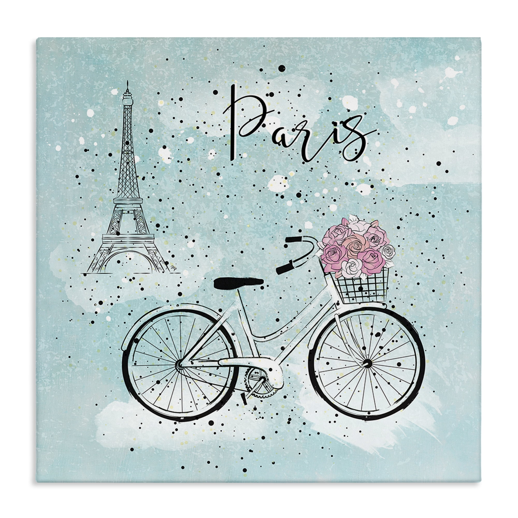 Stupell Industries Paris Floral Bicycle Town & City Painting Gallery Wrapped Canvas Art Print Wall Art, 30 x 30