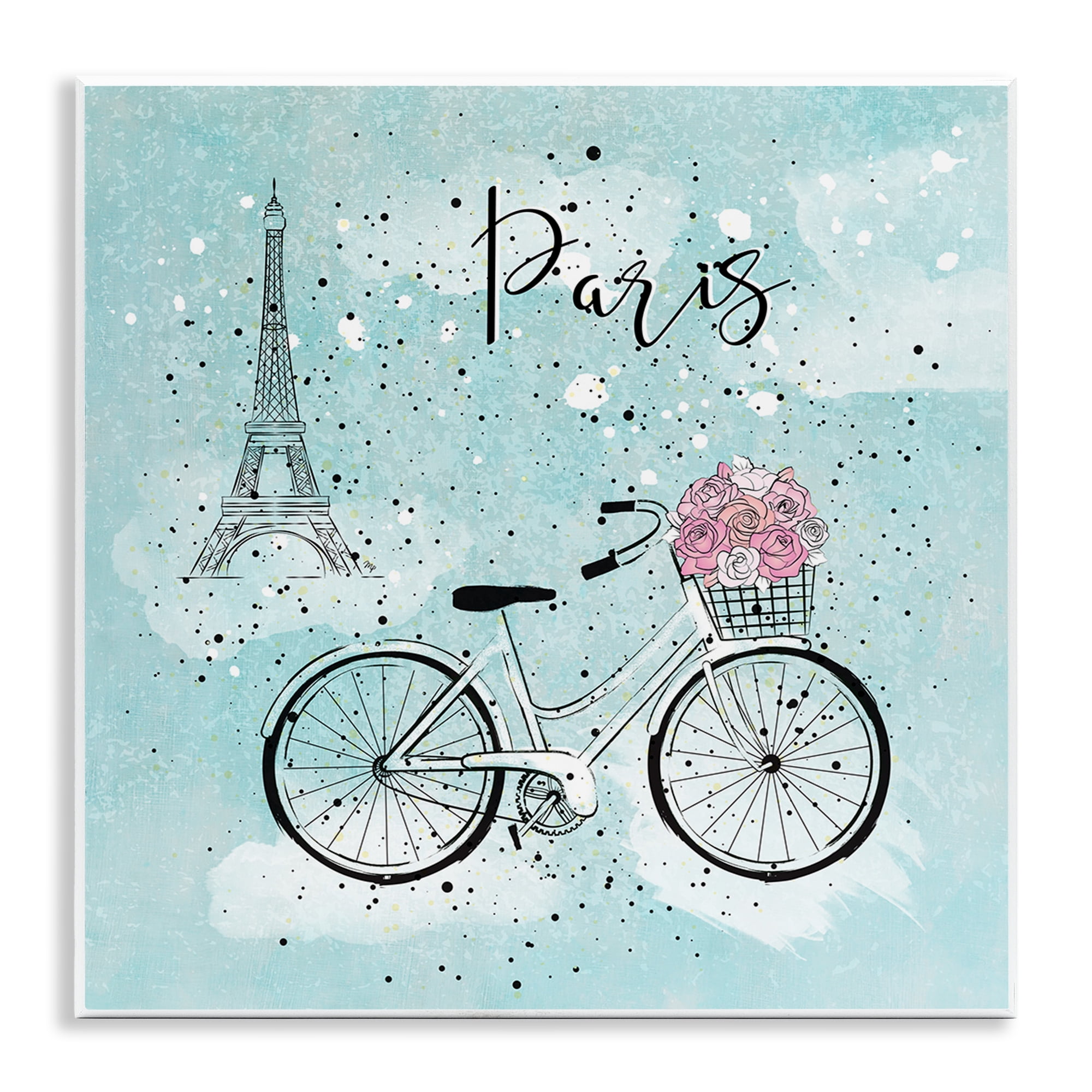 Stupell Industries Paris Floral Bicycle Town & City Painting Unframed Art Print Wall Art, 12 x 12