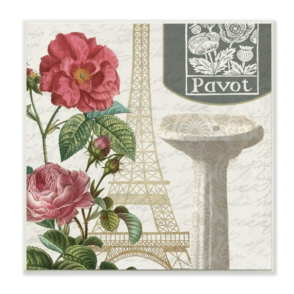 Stupell Industries Paris Flower Market Bath Sink Design Graphic Art Unframed Art Print Wall Art, 12x12, by Kim Allen