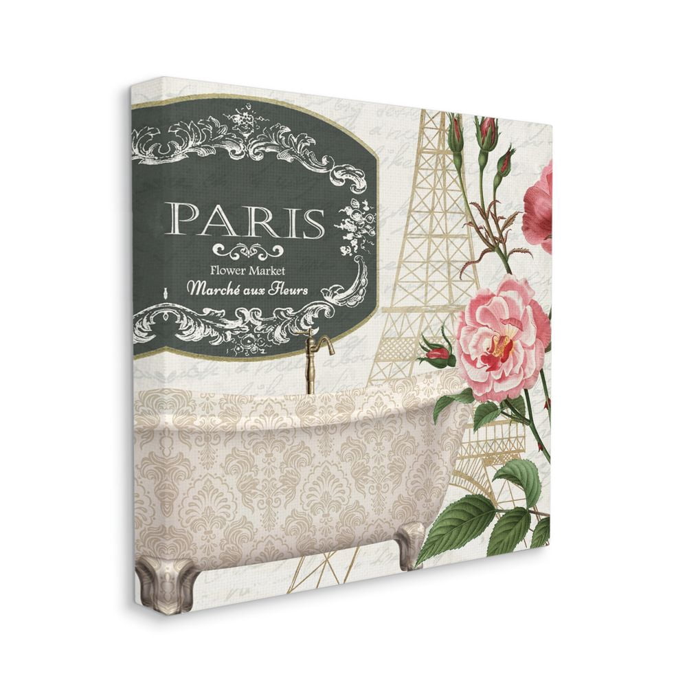 Stupell Industries Paris Flower Market Bath Tub Design Canvas Wall Art by Kim Allen