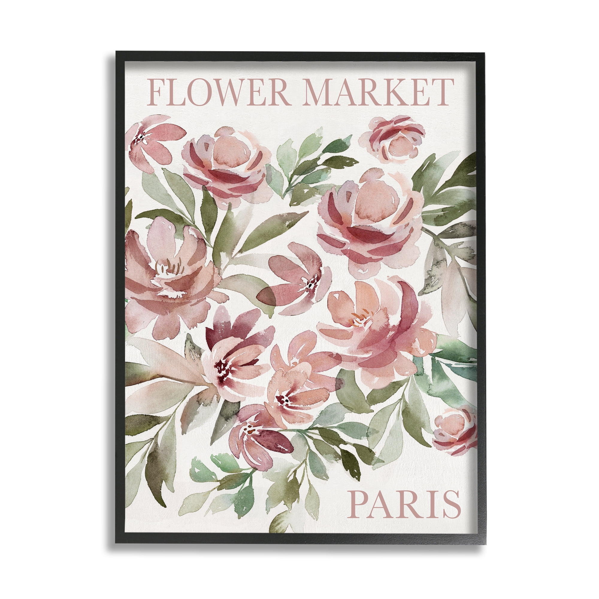 Stupell Industries Paris Flower Market Botanical & Floral Painting Black Framed Art Print Wall Art, 11 x 14