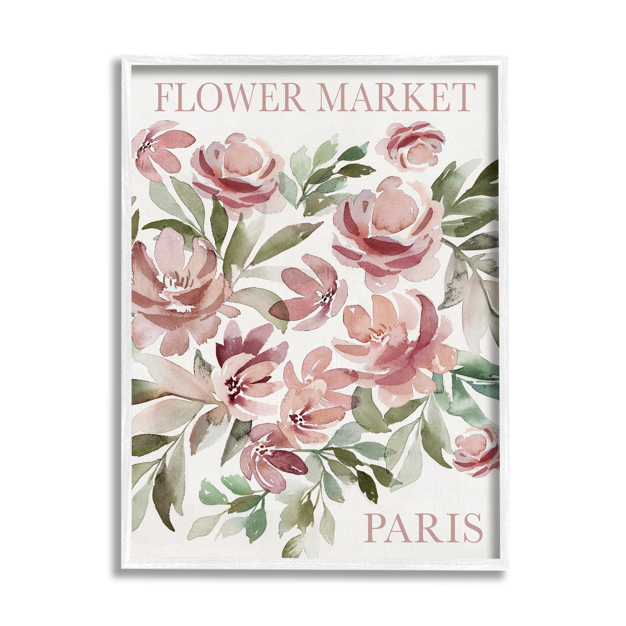 Stupell Industries Paris Flower Market Botanical & Floral Painting White Framed Art Print Wall Art, 24 x 30