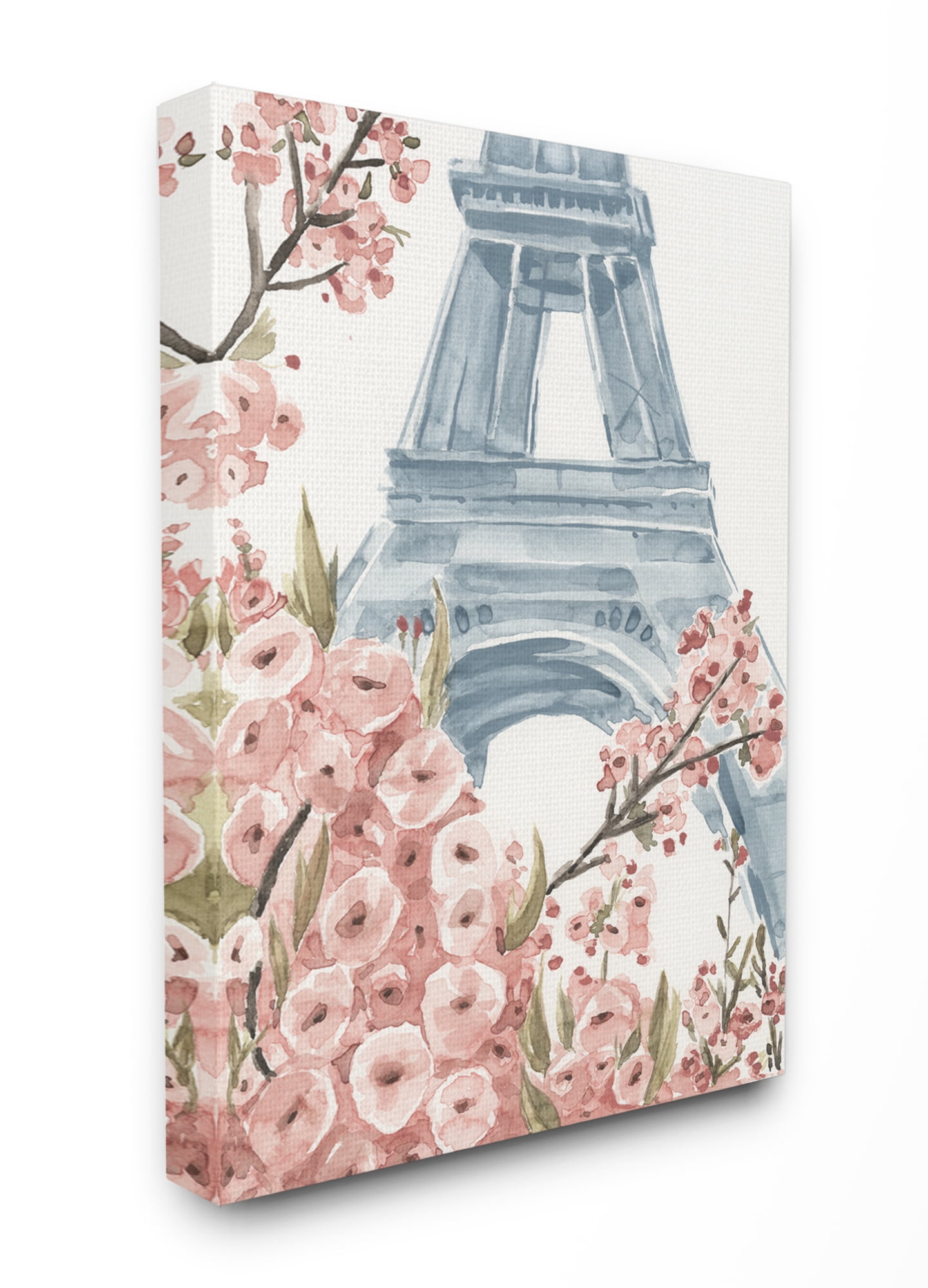 Stupell Industries Paris Flowers Eiffel Tower Pink Blue Watercolor Painting Canvas Wall Art, 24 x 30, byAnnie Warren