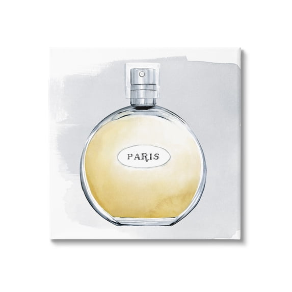 Stupell Industries Paris Glam Designer Yellow Perfume Bottle Watercolor Canvas Wall Art, 24 x 24, Design by Grace Popp