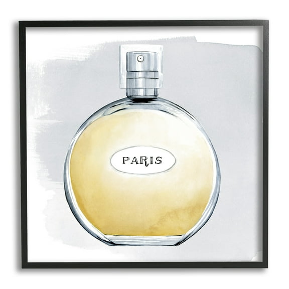 Stupell Industries Paris Glam Designer Yellow Perfume Bottle Watercolor Framed Wall Art, 17 x 30, Design by Grace Popp