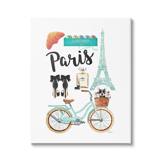 Stupell Industries Paris Glam Travel Town & City Painting Gallery Wrapped Canvas Art Print Wall Art, 16 x 20