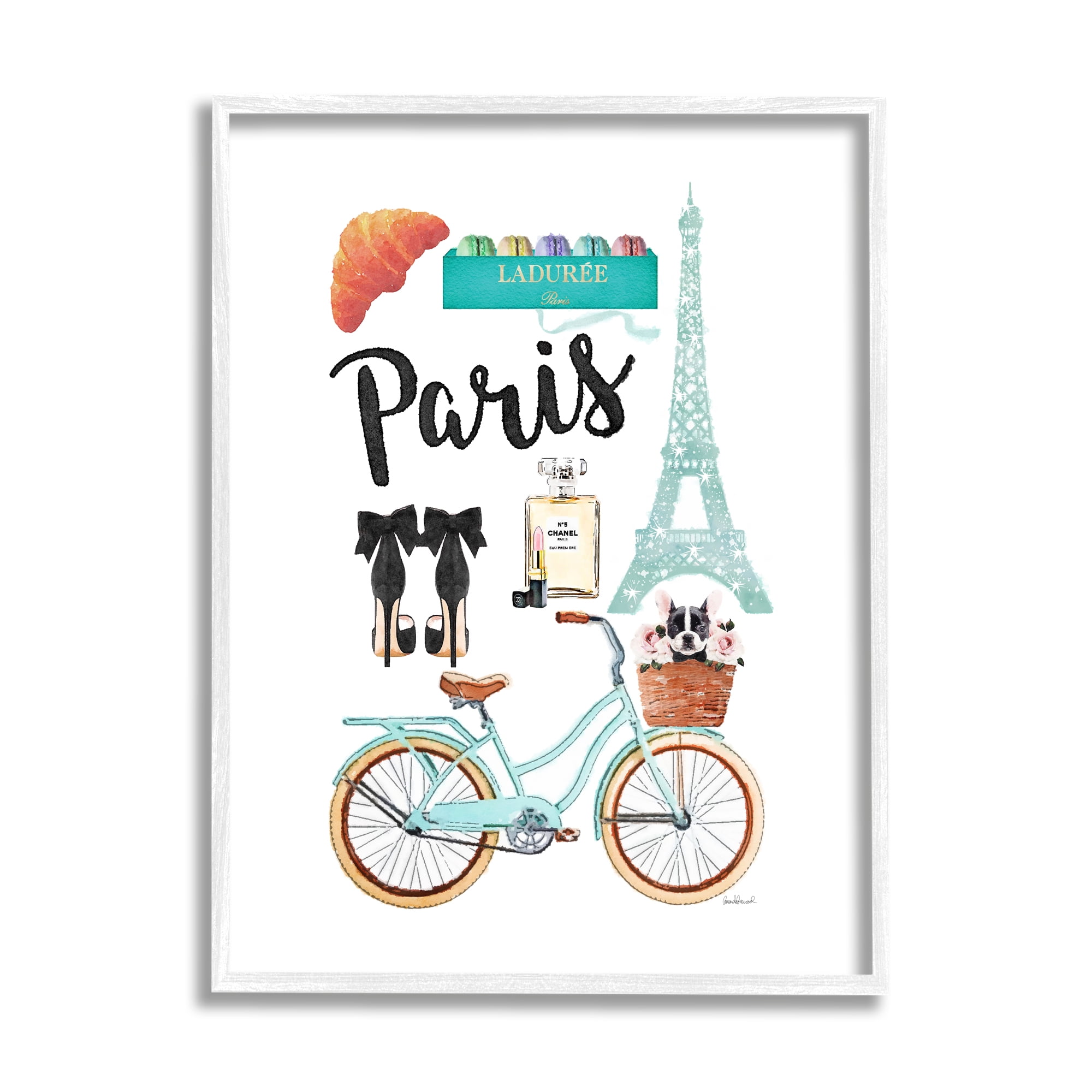 Stupell Industries Paris Glam Travel Town & City Painting White Framed Art Print Wall Art, 16 x 20