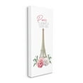 thumbnail image 1 of Stupell Industries Paris Good Idea Phrase Eiffel Tower Pink Flowers European Landmark Canvas Wall Art Design by Kim Allen, 10" x 24", 1 of 6