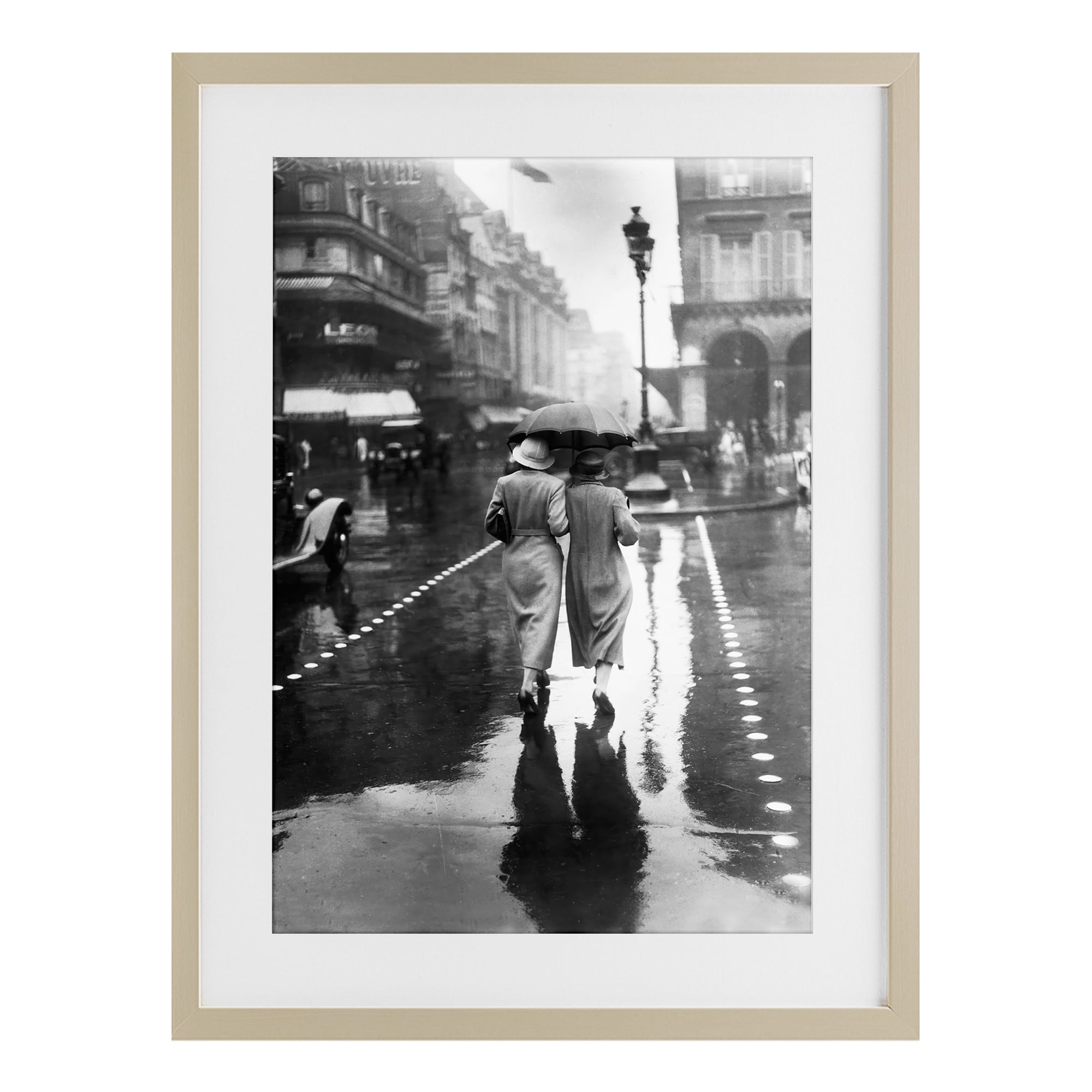 Stupell Industries Paris In The Rain Birch Framed Print Under Glass, design by Vintage Hustle