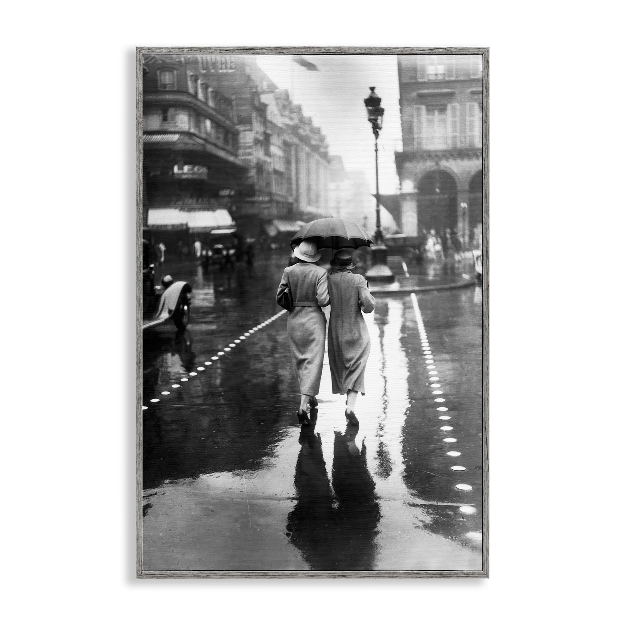 Stupell Industries Paris In The Rain Gray Framed Giclee Art, design by Vintage Hustle