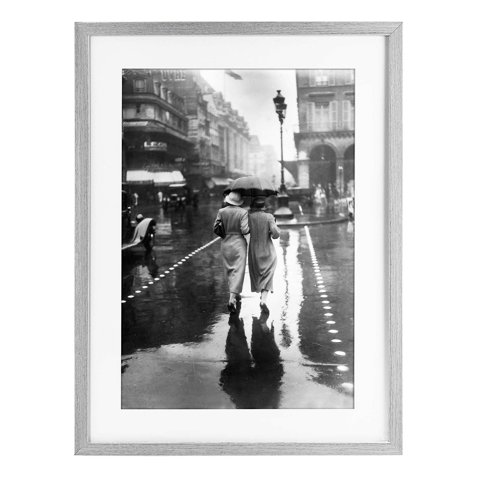 Stupell Industries Paris In The Rain Gray Framed Print Under Glass, design by Vintage Hustle