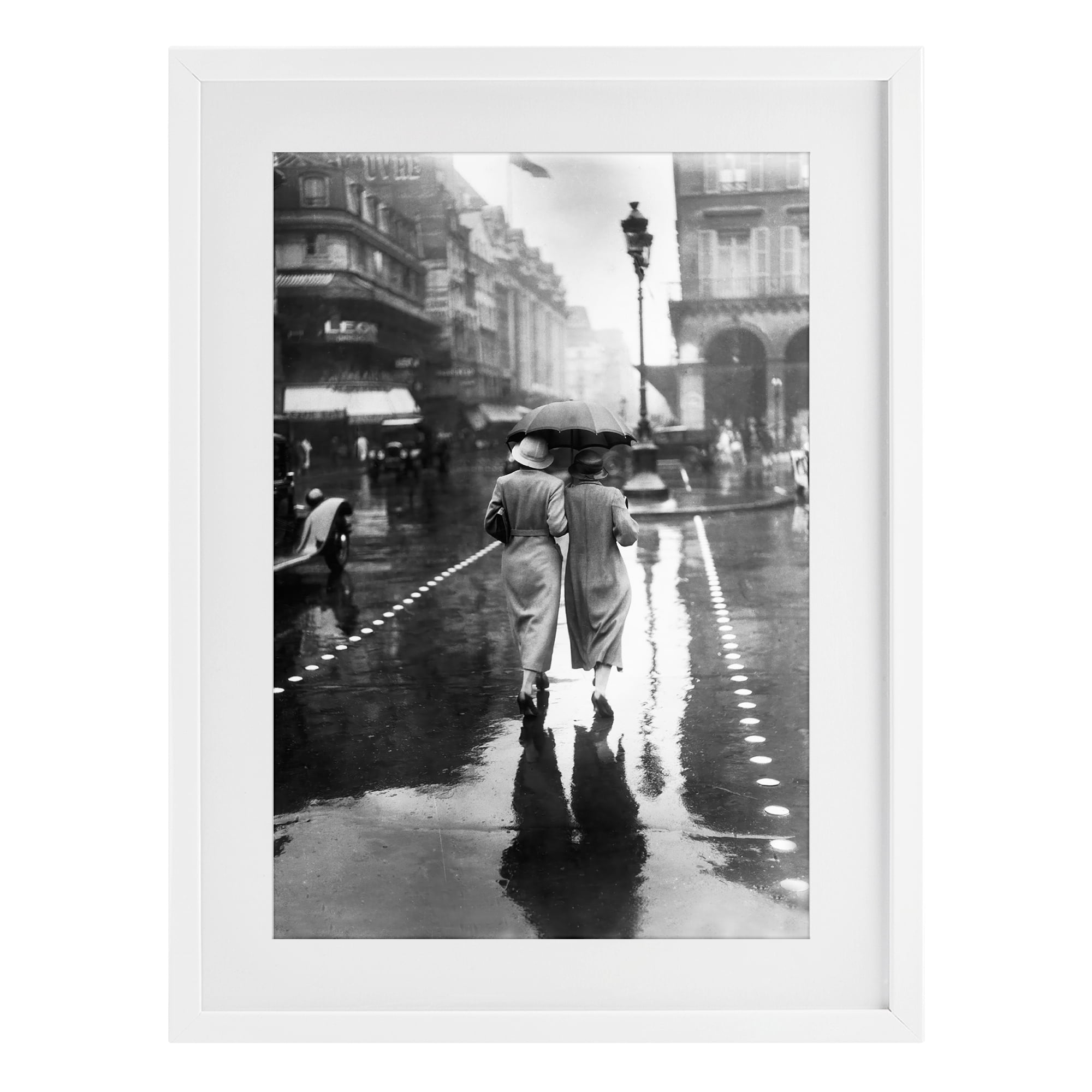 Stupell Industries Paris In The Rain White Framed Print Under Glass, design by Vintage Hustle