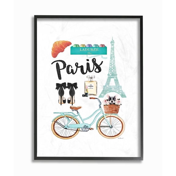 Stupell Industries Paris Objects Bike Heels Glam Fashion Watercolor Framed Wall Art by Amanda Greenwood