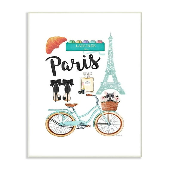 Stupell Industries Paris Objects Bike Heels Glam Fashion Watercolor Wall Plaque by Amanda Greenwood
